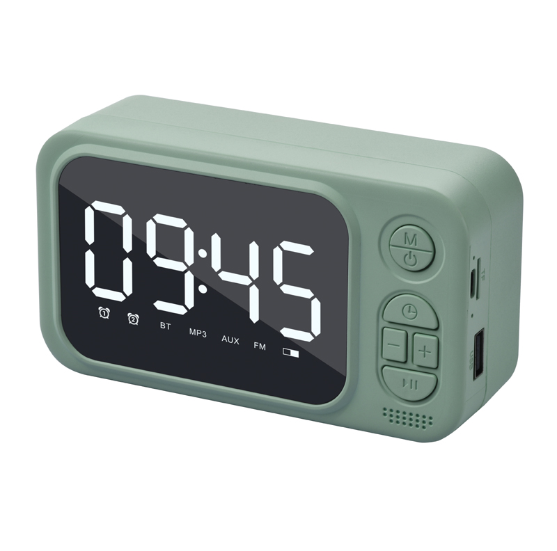 Morden Style Multifunction Custom Display Radio Alarm Bloototh Desktop Mirror Bluetooth Speaker Led Clock BS-210
