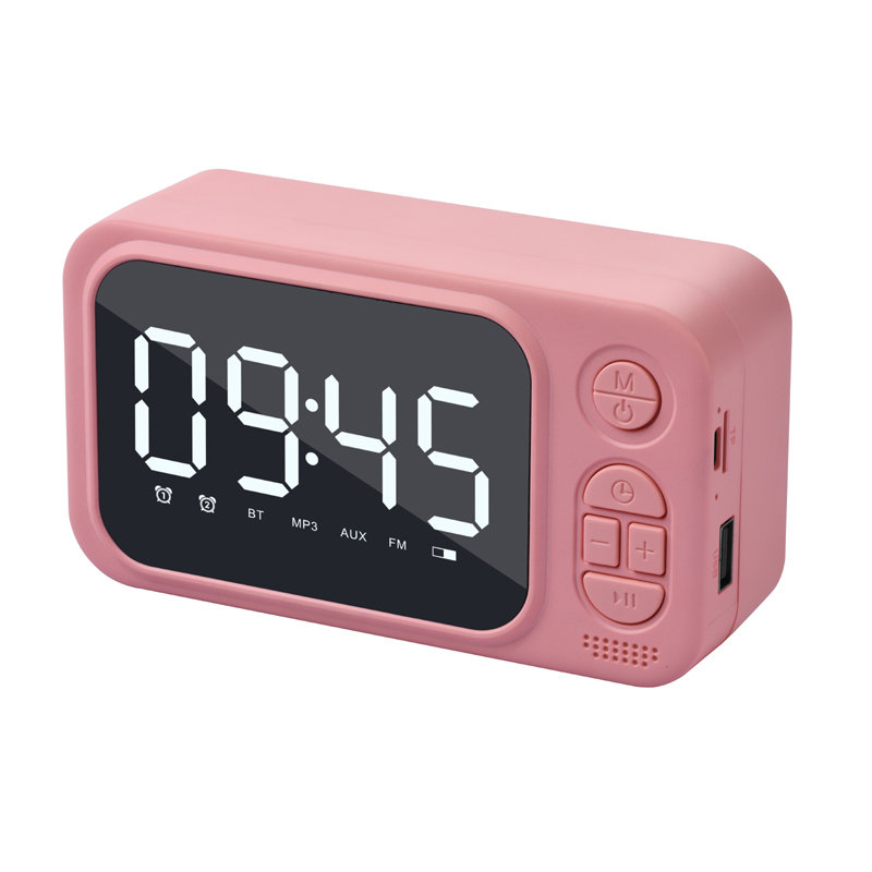 Morden Style Multifunction Custom Display Radio Alarm Bloototh Desktop Mirror Bluetooth Speaker Led Clock BS-210
