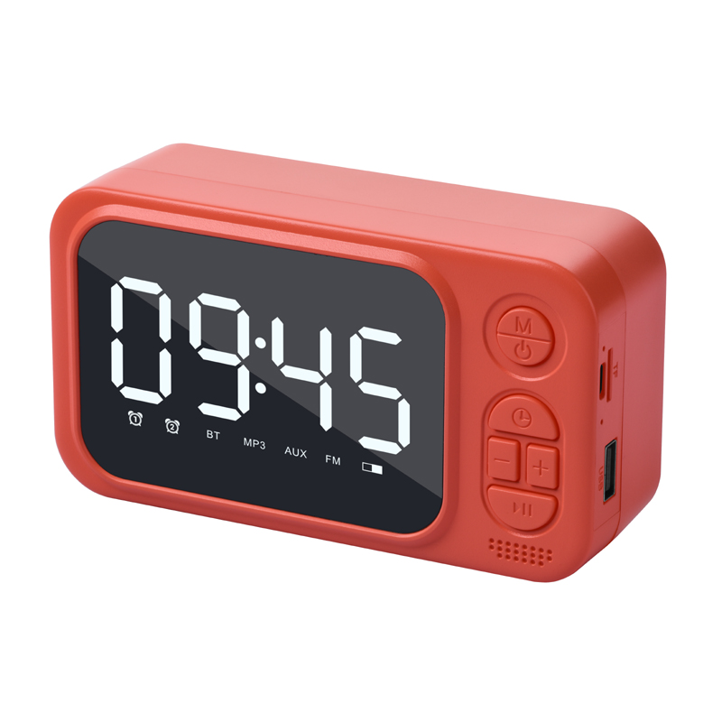 Morden Style Multifunction Custom Display Radio Alarm Bloototh Desktop Mirror Bluetooth Speaker Led Clock BS-210