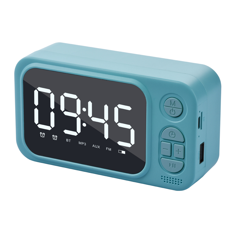 Morden Style Multifunction Custom Display Radio Alarm Bloototh Desktop Mirror Bluetooth Speaker Led Clock BS-210