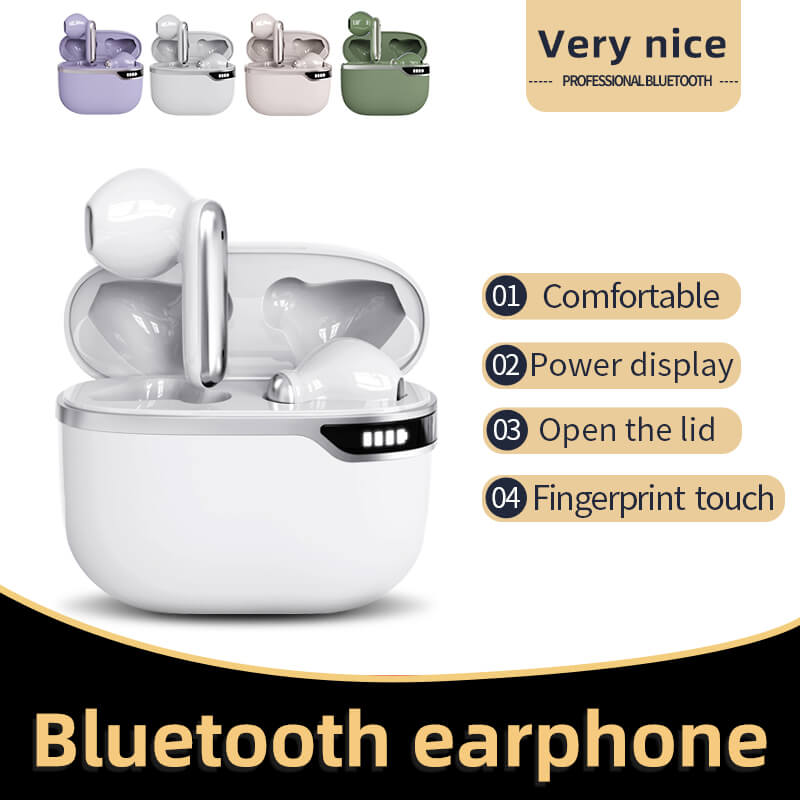 Hot selling D28 headsets sports game noise reduction earphones Led display colorful wireless BT Type-C Earbuds D28