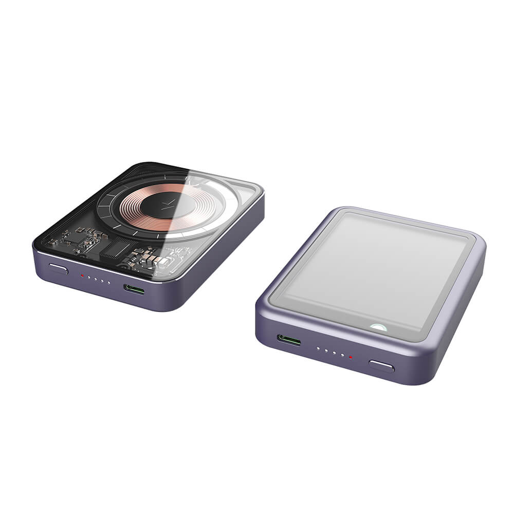 New Design 22W Fast Charging Type-C Battery Magnetic Power Bank 10000mAh For Phone With Transparent Body E44