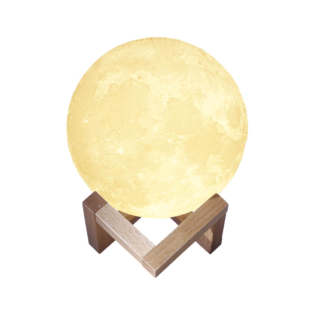 Popular Wooden Stand Remote Touch Control Rechargeable Moon Night Lights Lunar Lamp Round Ball Wireless Music Bedside Speaker BS-EZ01