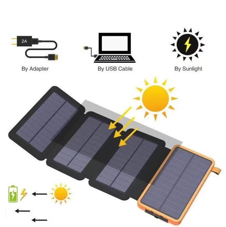 Quality Custom Logo Mobile External Portable Panel Light High Capacity Charger Travel Powerbank Led Solar Power Bank SL-W20K
