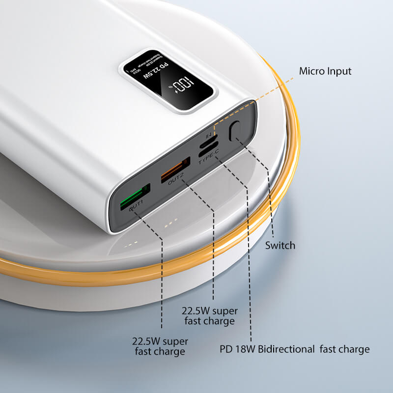 Newest Design Dual Inputs Dual Outputs Power Bank with Type C Output 20000mAh Fast Charging Power Bank XC-68