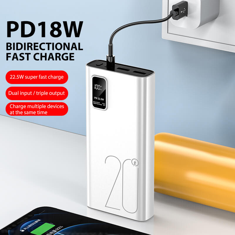 Newest Design Dual Inputs Dual Outputs Power Bank with Type C Output 20000mAh Fast Charging Power Bank XC-68