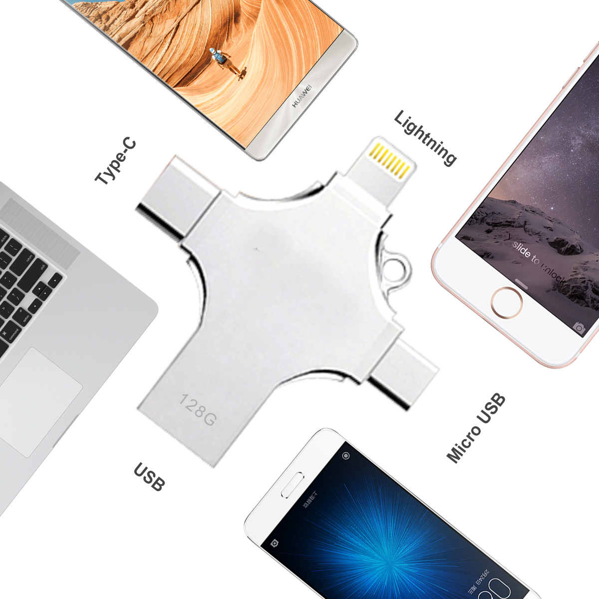 4 In 1 Multi-function OTG Usb Flash Drive Android Type-C Pendrive 3.0 Memory Disk For Iphone Mobile Phone OTG-M4