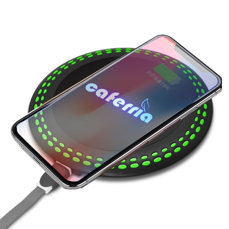 Hot Sale Portable Led Light Rounded 10W Qi Fast Charging Wireless Charger Pad for Mobile Phone QW-70
