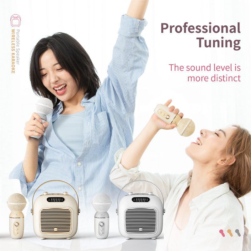 Fashion Portable Subwoofer Karaoke Speaker with Microphone Bluetooth Speaker Wireless C50