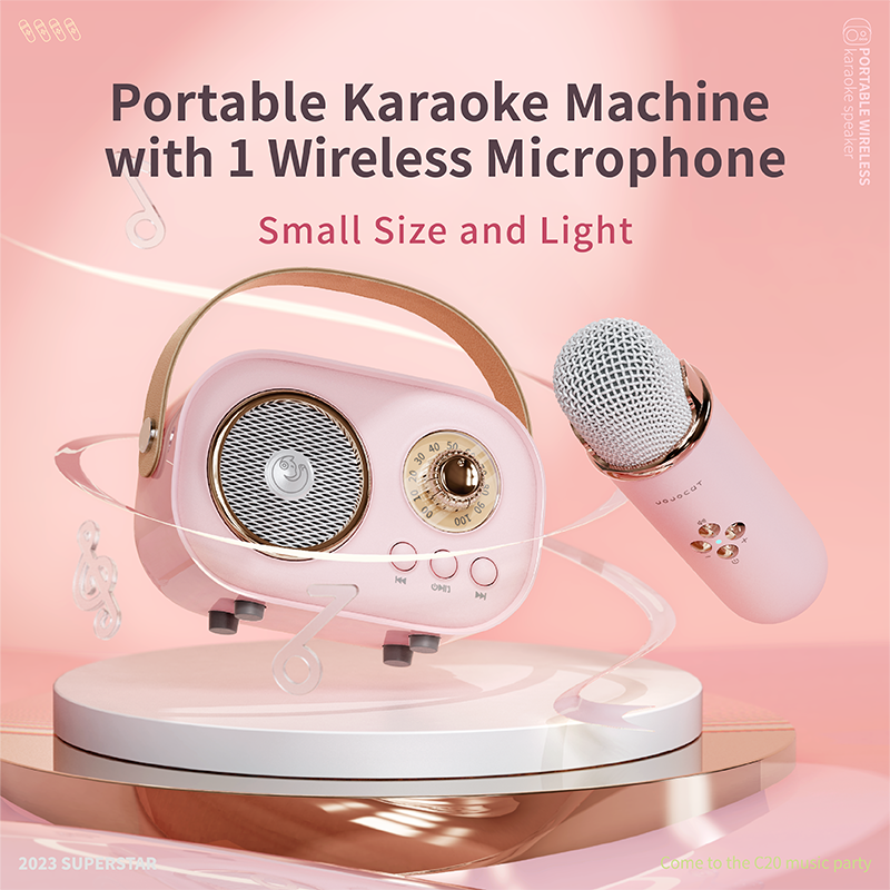 2023 Fashion mini radio fm retro vintage usb wireless bluetooth speaker karaoke speaker with mic and bluetooth C20