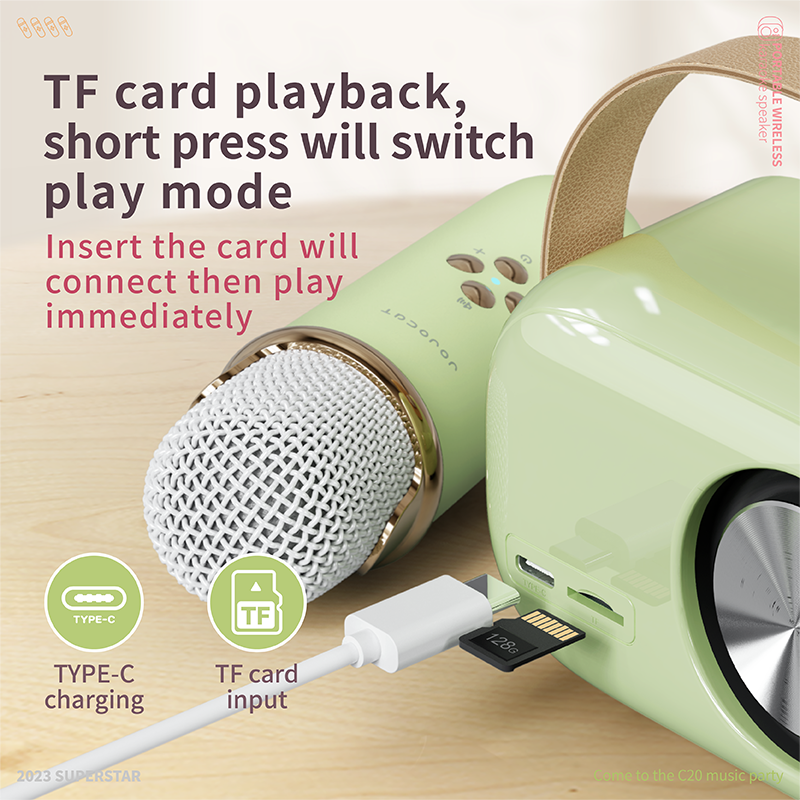 2023 Fashion mini radio fm retro vintage usb wireless bluetooth speaker karaoke speaker with mic and bluetooth C20
