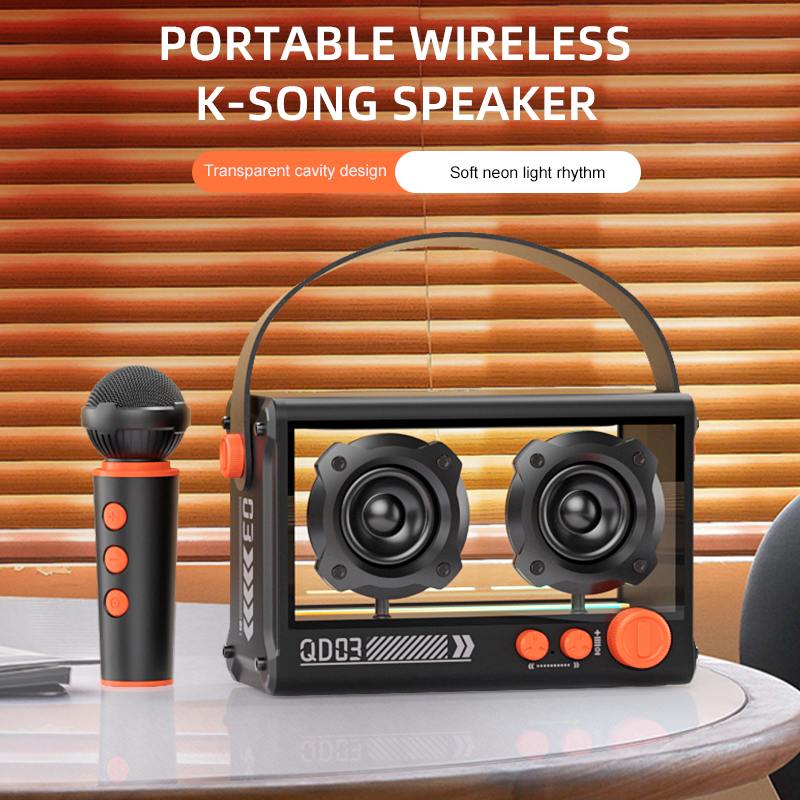 New Style Crystal Vitreous Karaoke Speaker Wireless Bluetooth 5.3 Speaker With LED