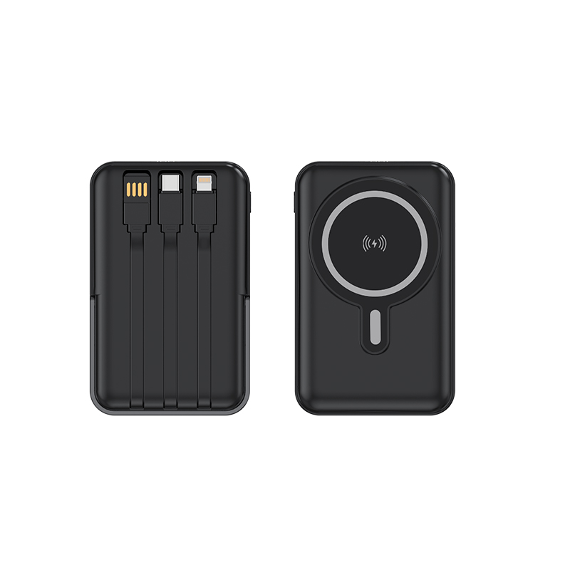 best price 15w fast charge bracket magnet portable power bank with 3 cable w026