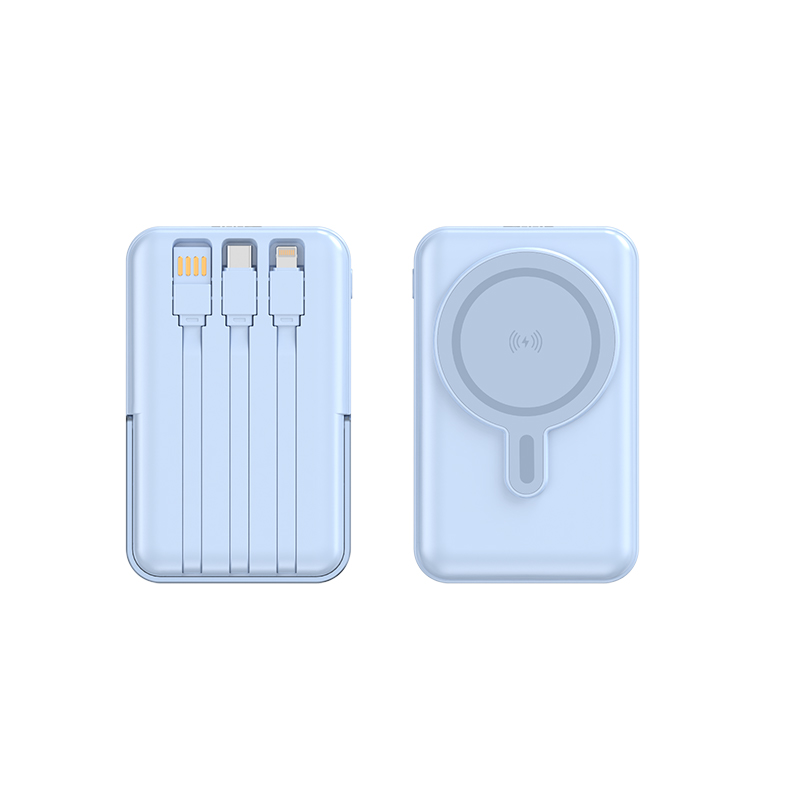 best price 15w fast charge bracket magnet portable power bank with 3 cable w026