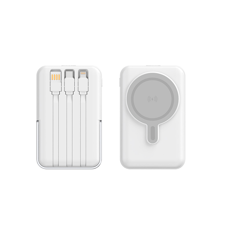 best price 15w fast charge bracket magnet portable power bank with 3 cable w026