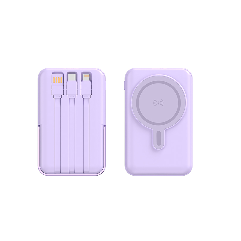 best price 15w fast charge bracket magnet portable power bank with 3 cable w026