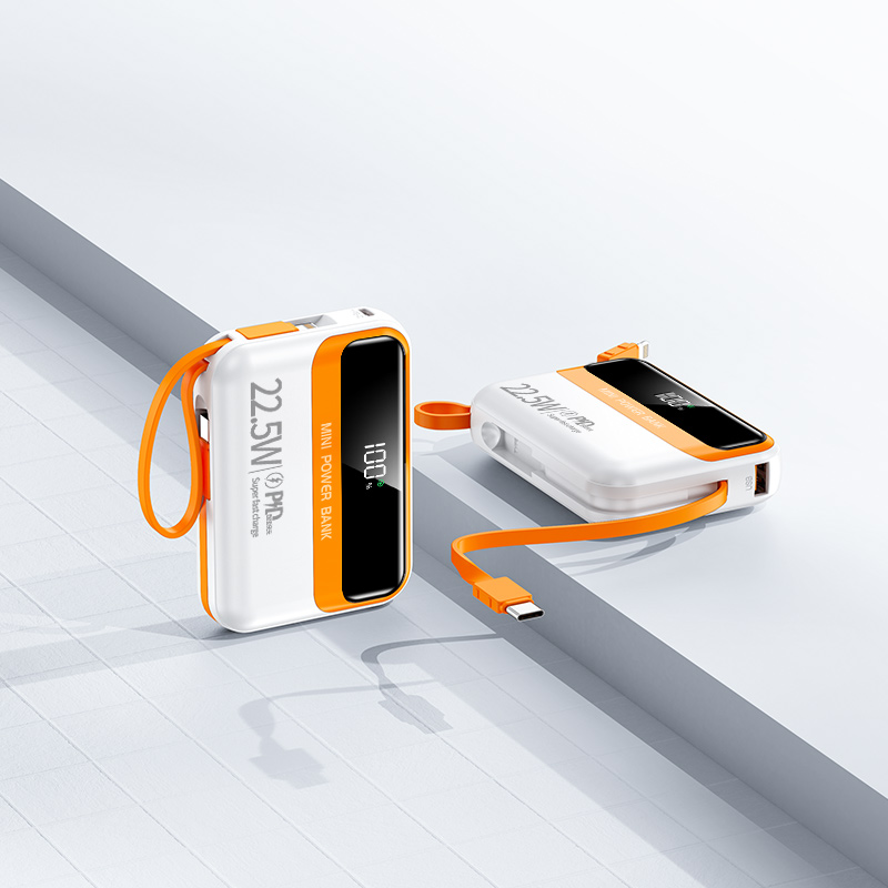 goos quality dual wire fast charge 22.5w 10000mAh mini portable power bank with smart display screen y339