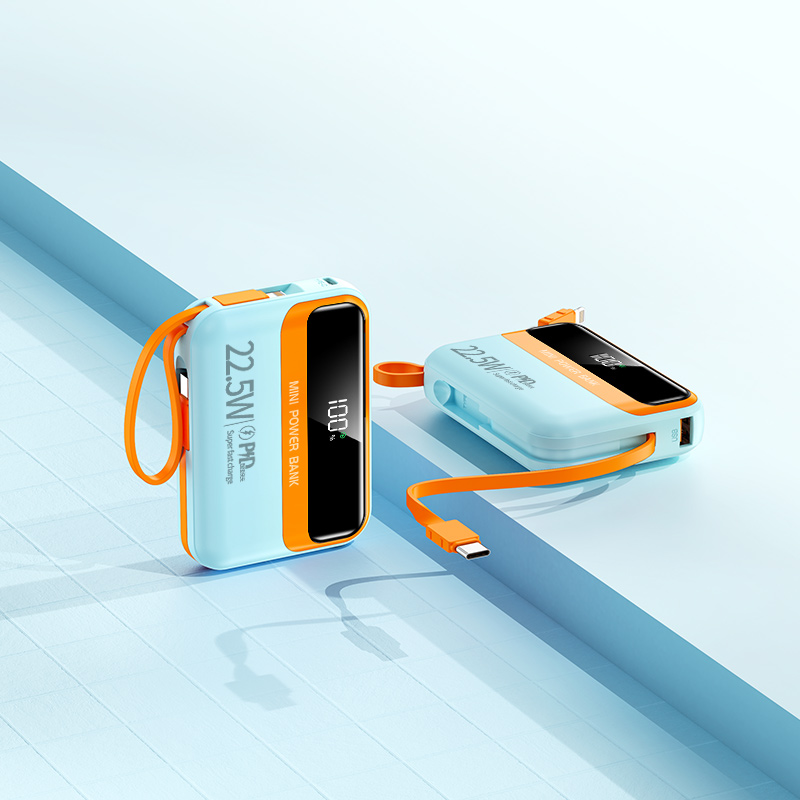 goos quality dual wire fast charge 22.5w 10000mAh mini portable power bank with smart display screen y339