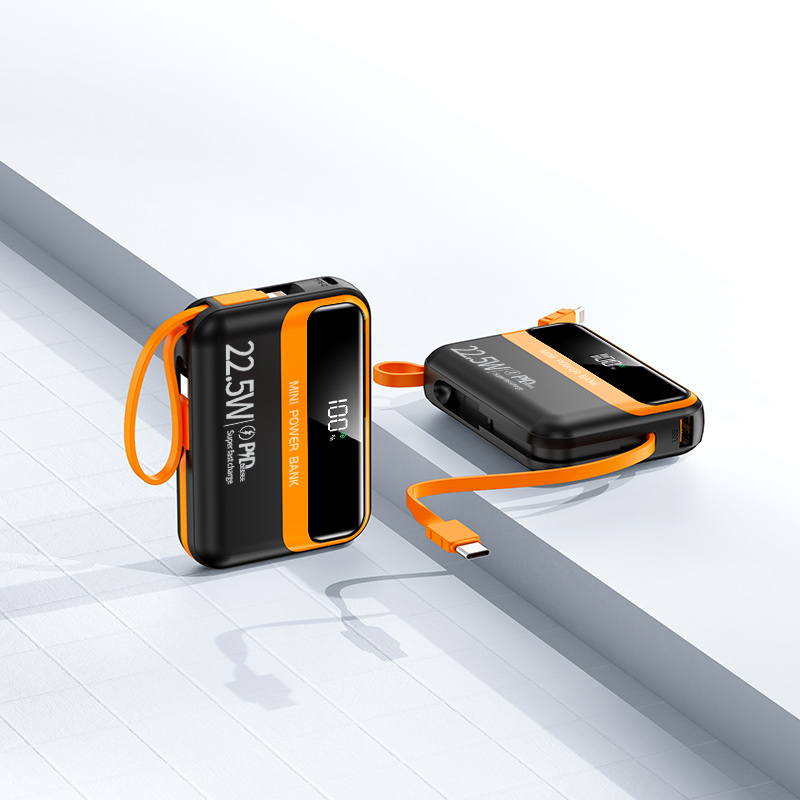 goos quality dual wire fast charge 22.5w 10000mAh mini portable power bank with smart display screen y339