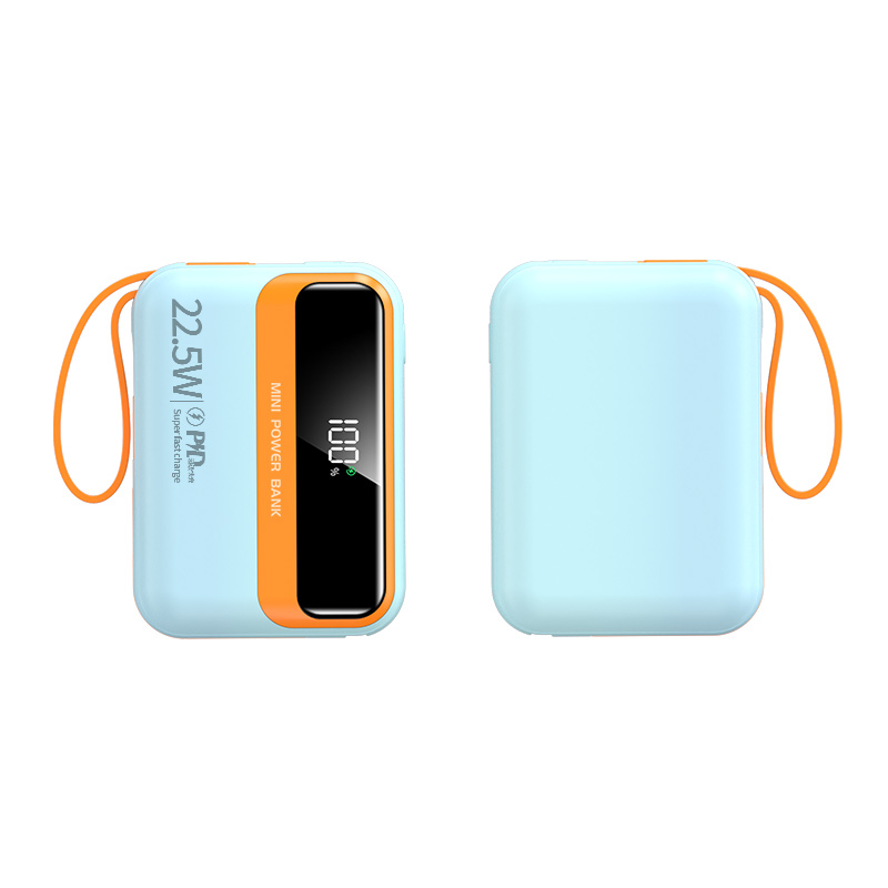 goos quality dual wire fast charge 22.5w 10000mAh mini portable power bank with smart display screen y339
