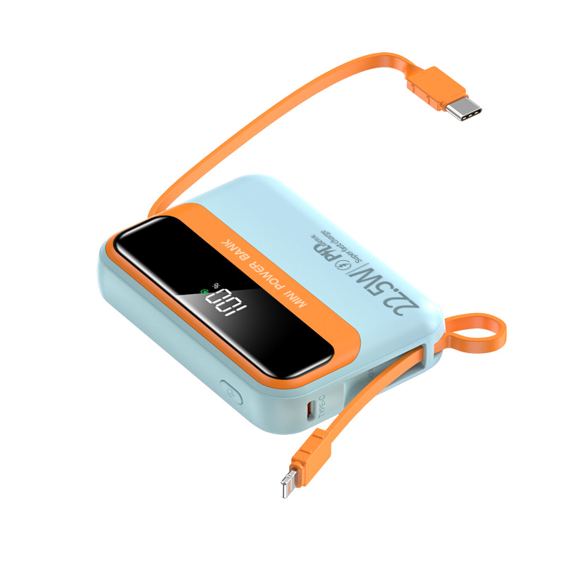 goos quality dual wire fast charge 22.5w 10000mAh mini portable power bank with smart display screen y339