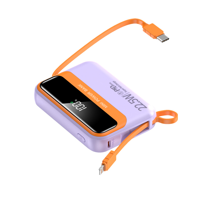 goos quality dual wire fast charge 22.5w 10000mAh mini portable power bank with smart display screen y339