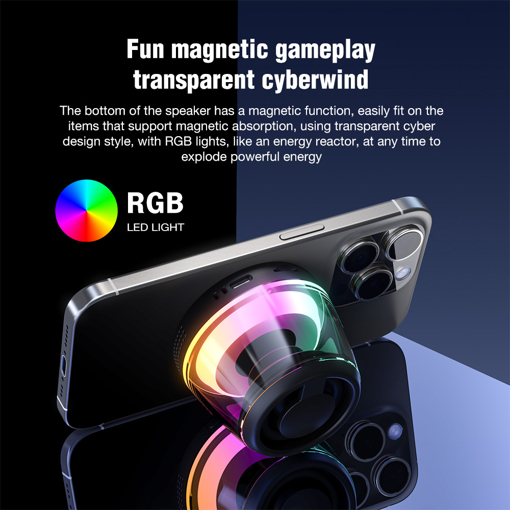 New magnetic cyberbluetooth speaker portable wireless outdoor plug-in card small speaker rgb LED light blue tooth small speaker