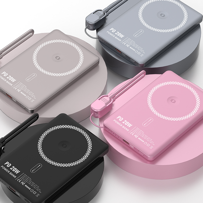 Hot Selling PD20W 5000mAh Aluminium alloy Slim Mini Magnetic Fast Charging Wireless Charger Power Bank