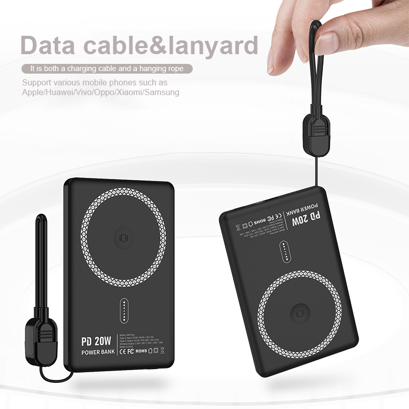 Hot Selling PD20W 5000mAh Aluminium alloy Slim Mini Magnetic Fast Charging Wireless Charger Power Bank