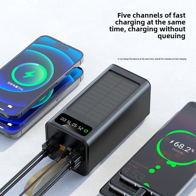 Top Best Seller Outdoor Solar Power Bank 20000mah 30000mAh 50000mAh 60000mAhTravel 5-panel Portable Solar PowerBank Charger