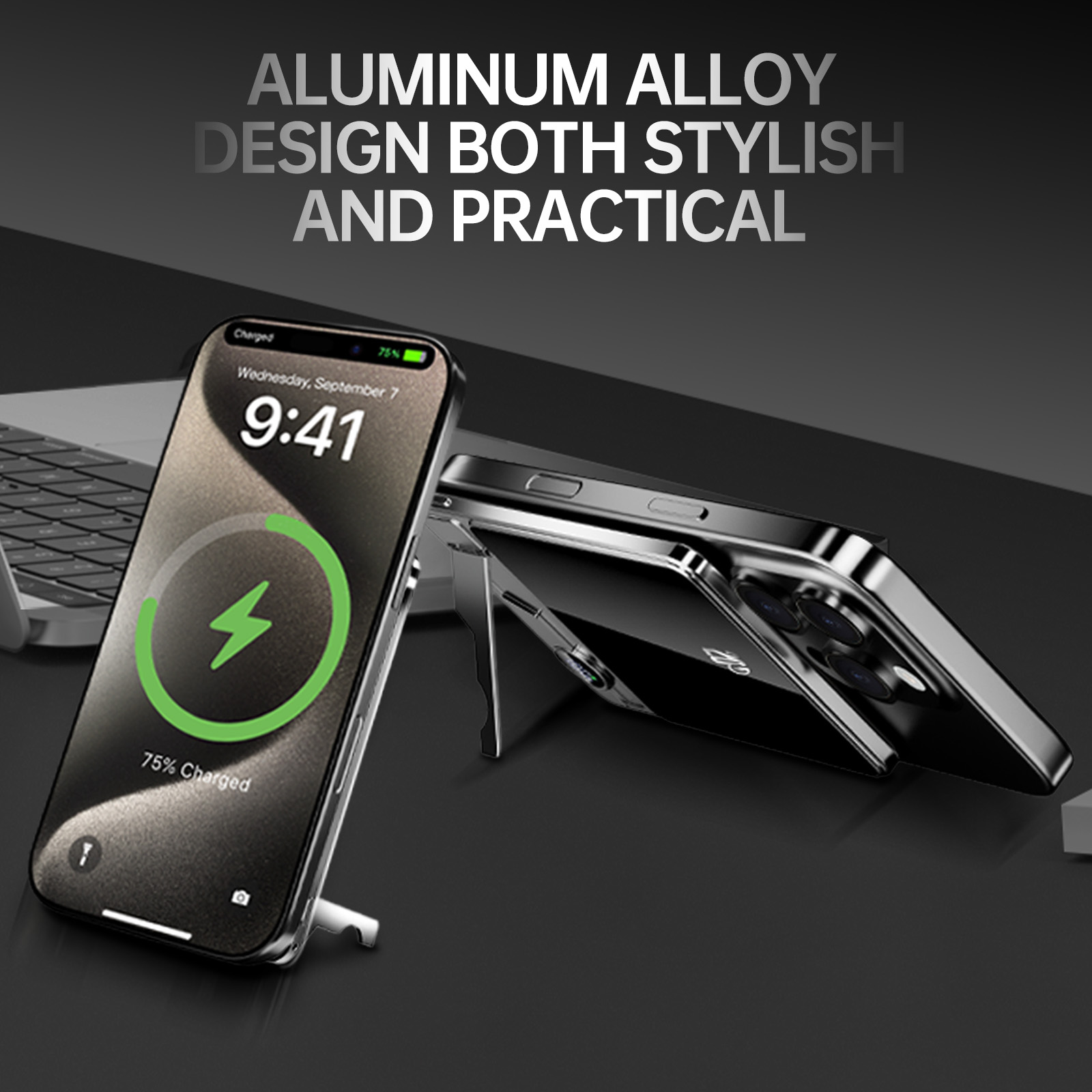 2025 Ultra Slim Aluminum Alloy 5000mah 10000mAh Foldable Stand Magnetic Power Bank Wireless Charge 15w Power Bank