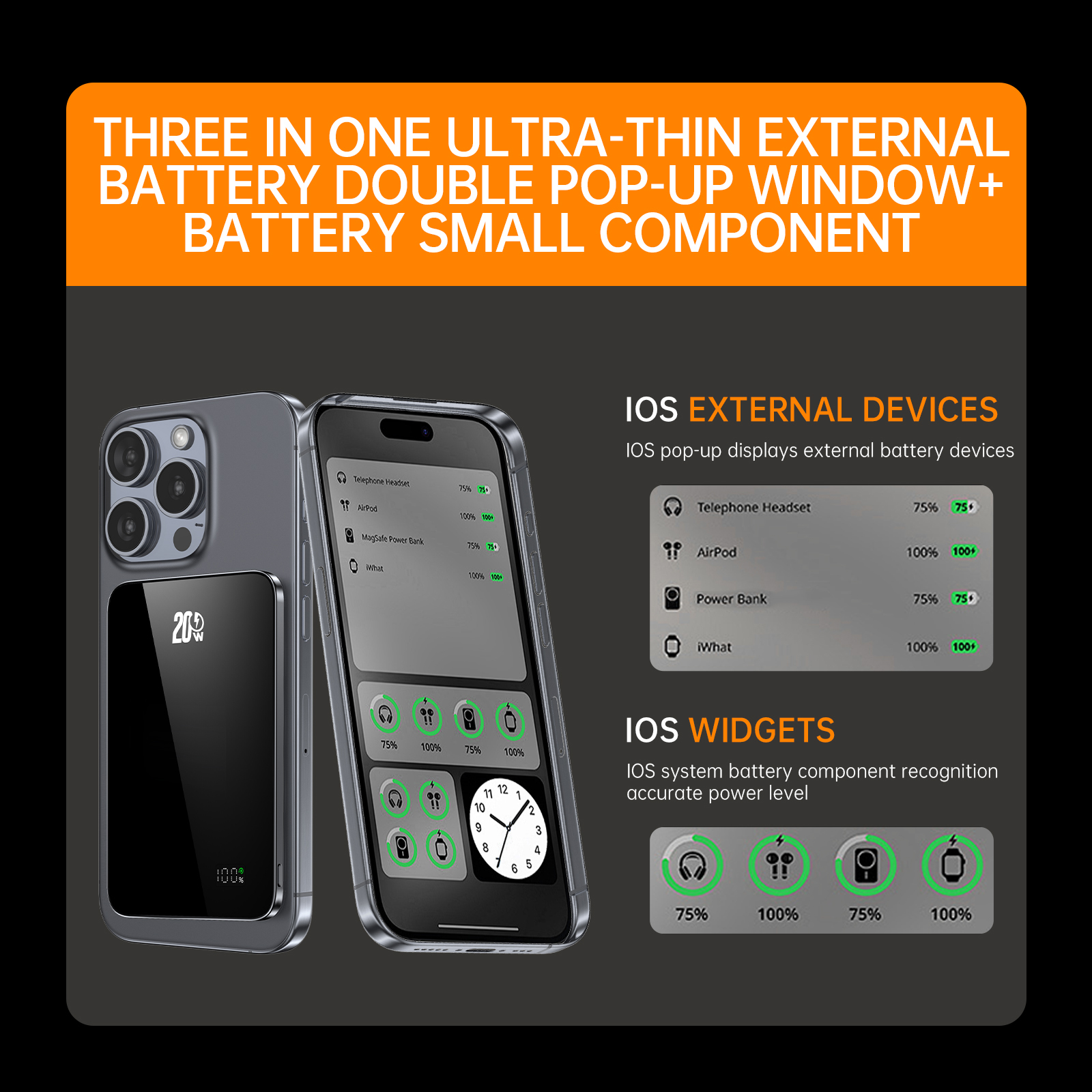 New Desgin Thin Slim Design 5000mah 2 in 1 Magnetic Fast Charger Power Bank With Digital Display Wireless Power Banks