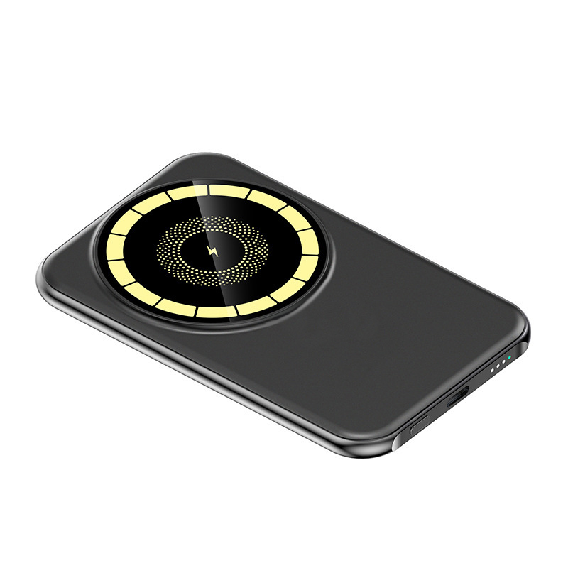 2025 New Design Ultra Slim Portable Mini Power Bank 5000Mah Magnetic Support 15W Max Wireless Portable Power Bank