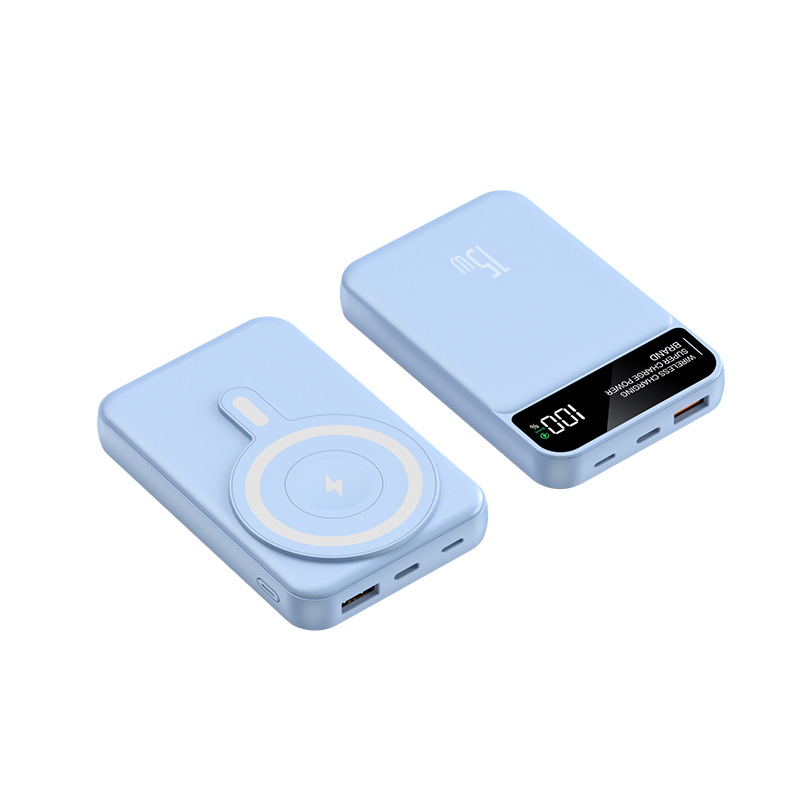Custom Portable Power Bank 10000mah Phone Smart Watch Charger Type-C Input Interface LED Display15W Wireless Magnetic Power Bank