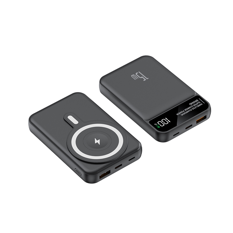Custom Portable Power Bank 10000mah Phone Smart Watch Charger Type-C Input Interface LED Display15W Wireless Magnetic Power Bank