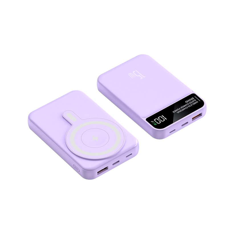 Custom Portable Power Bank 10000mah Phone Smart Watch Charger Type-C Input Interface LED Display15W Wireless Magnetic Power Bank