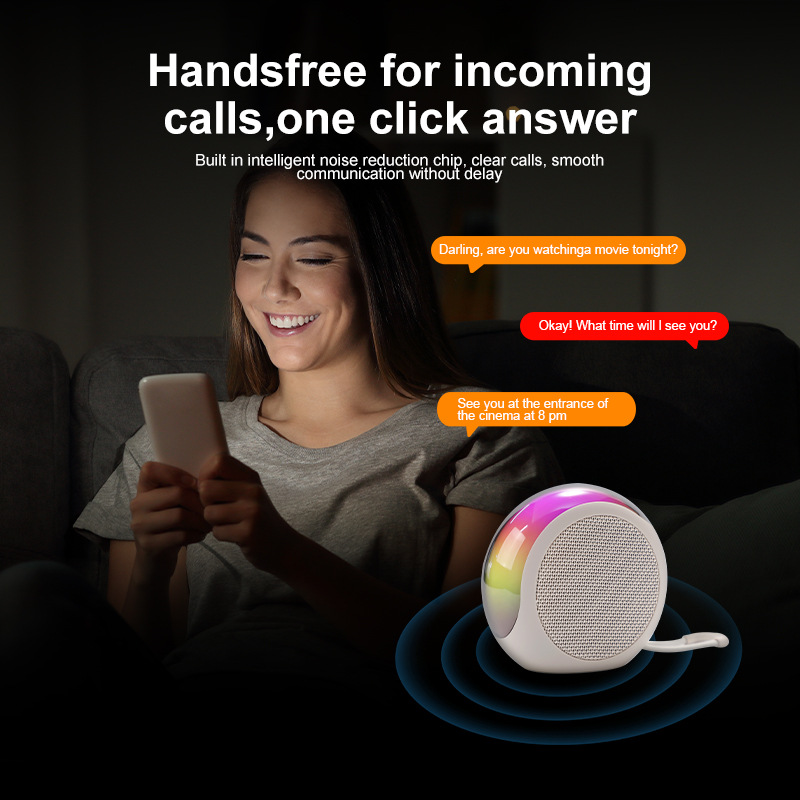 2025 New Design Portable RGB LED Lighting True Wireless Speaker Type-C Charging Lanyard Bluetooth Speaker