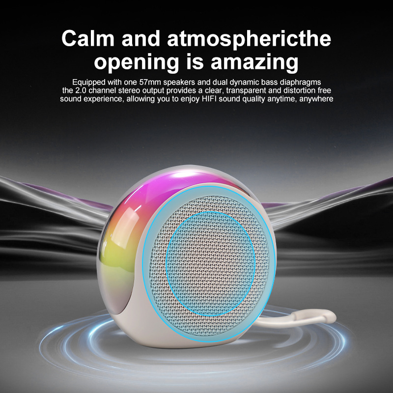 2025 New Design Portable RGB LED Lighting True Wireless Speaker Type-C Charging Lanyard Bluetooth Speaker