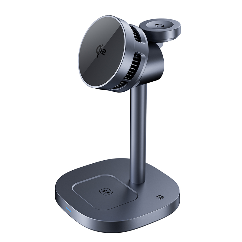 Hot Sale Qi2 15W Wireless Charger Fast Charging Stand TEC Cooling Chips Magnetic 3-in-1 Charger Holder