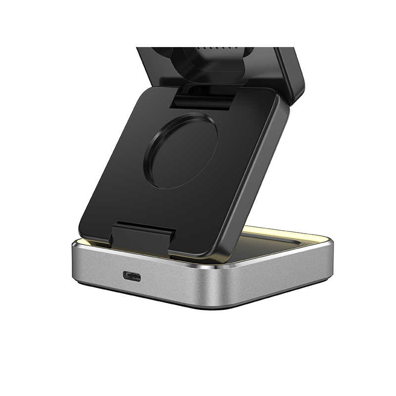 3-in-1 Travel-Friendly Phone Fast Charging 9V/3A15W Foldable Wireless Charger for Smart Watch Phone Earphone