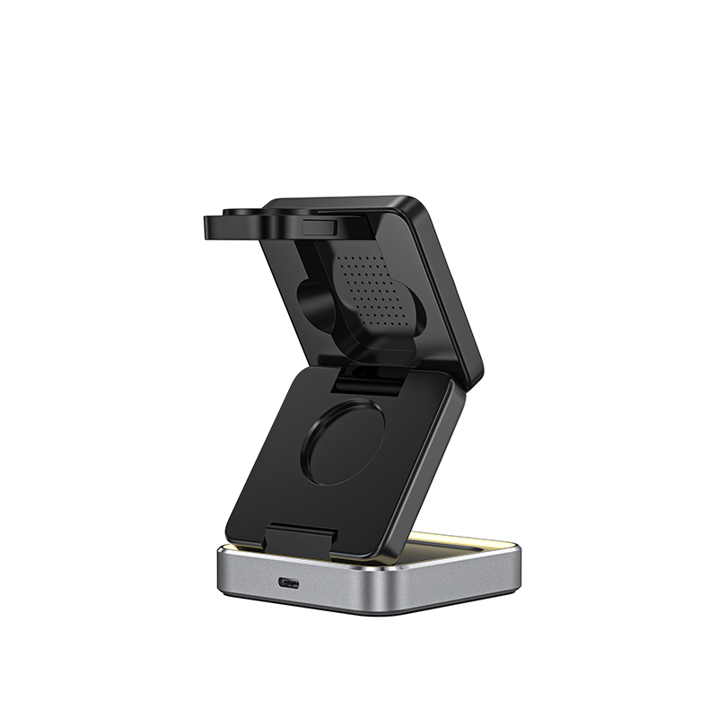 3-in-1 Travel-Friendly Phone Fast Charging 9V/3A15W Foldable Wireless Charger for Smart Watch Phone Earphone