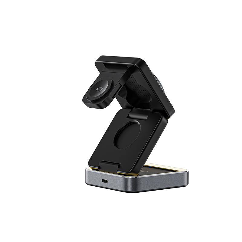 3-in-1 Travel-Friendly Phone Fast Charging 9V/3A15W Foldable Wireless Charger for Smart Watch Phone Earphone