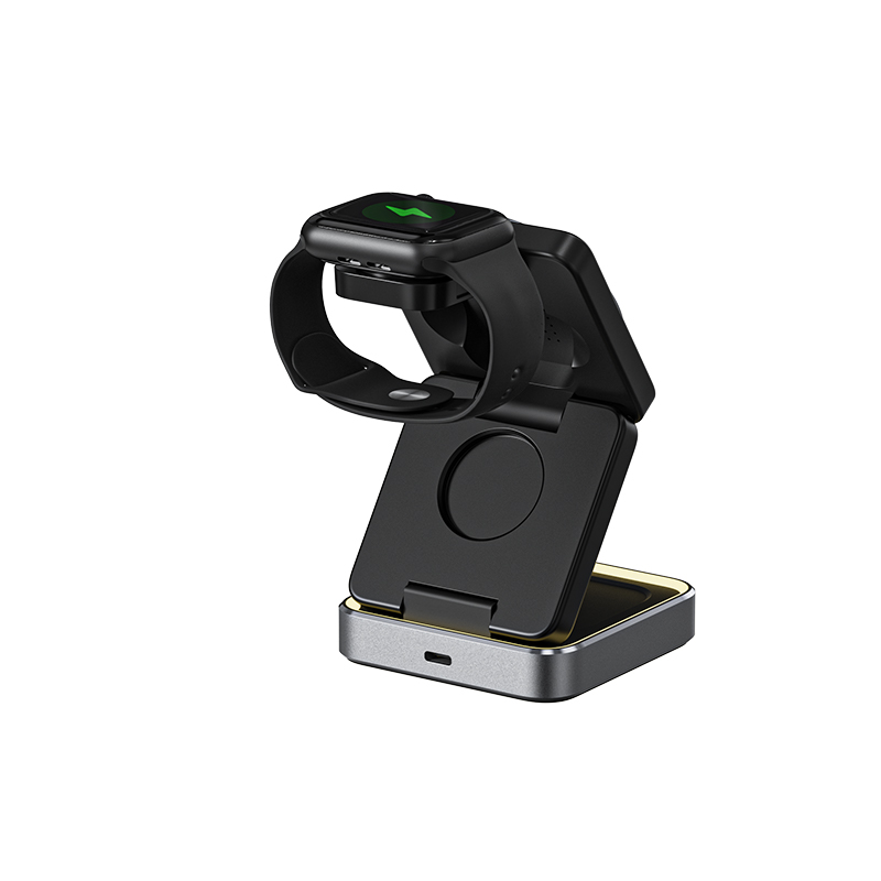 3-in-1 Travel-Friendly Phone Fast Charging 9V/3A15W Foldable Wireless Charger for Smart Watch Phone Earphone