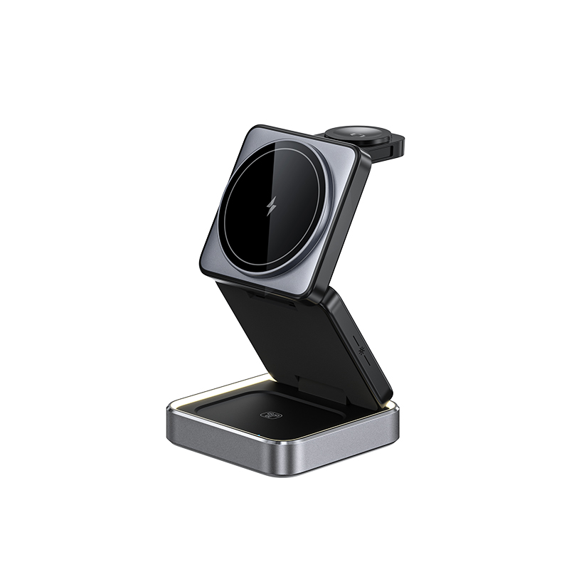 3-in-1 Travel-Friendly Phone Fast Charging 9V/3A15W Foldable Wireless Charger for Smart Watch Phone Earphone