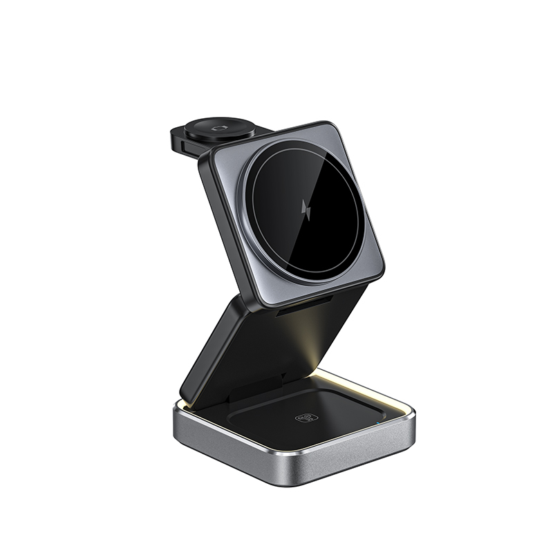 3-in-1 Travel-Friendly Phone Fast Charging 9V/3A15W Foldable Wireless Charger for Smart Watch Phone Earphone