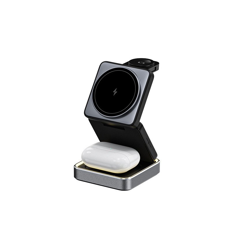 3-in-1 Travel-Friendly Phone Fast Charging 9V/3A15W Foldable Wireless Charger for Smart Watch Phone Earphone