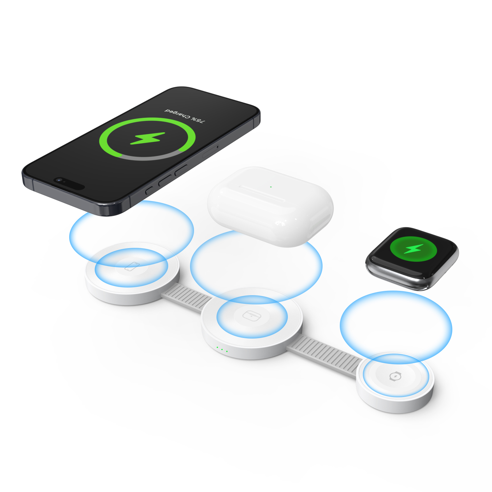Hot Sale 3 in 1 Portable Phone Watch Earphones Phone Holder Foldable Wireless Charger Magnetic Wireless Charger