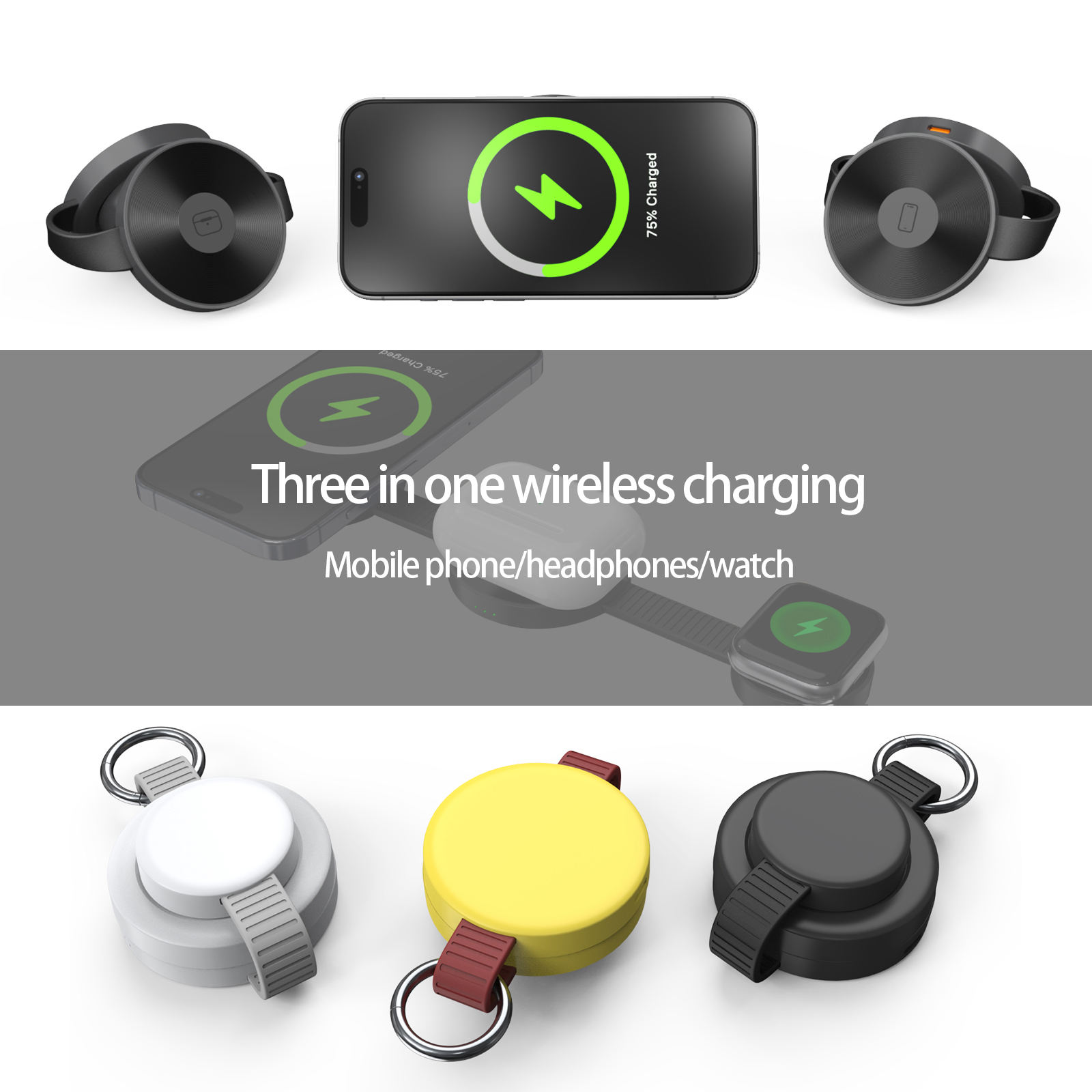 Hot Sale 3 in 1 Portable Phone Watch Earphones Phone Holder Foldable Wireless Charger Magnetic Wireless Charger