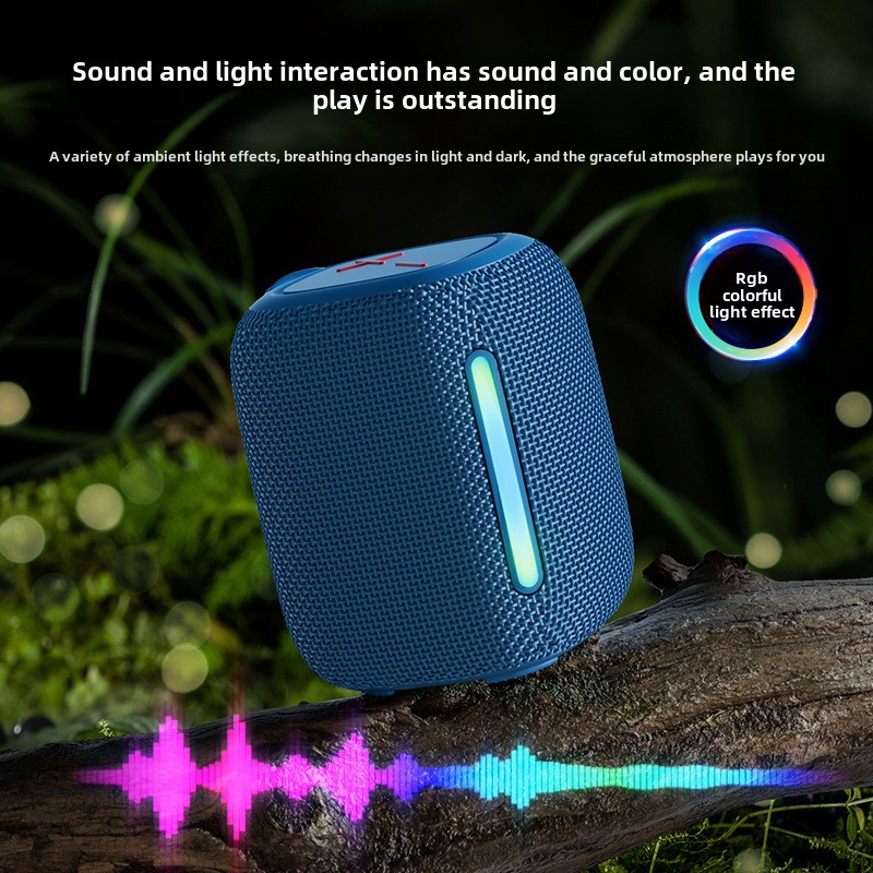High Quality Fabric RGB Colorful Led Light Wireless Speaker Outdoor Portable Waterproof Super Bass Bluetooth Speaker