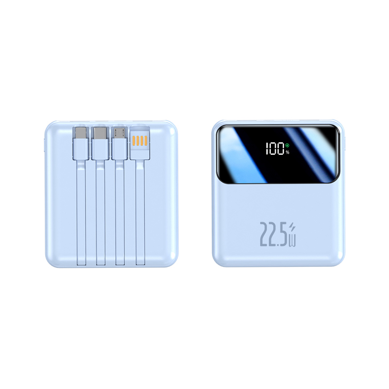 Hot-Selling High Capacity 4 Built-In Cables LED Screen Plastic USB Type-C Interfaces 22.5W 10000mAh Mini Portable Power Bank